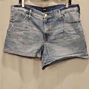 Express Blue Jean Shorts with Distressed Look